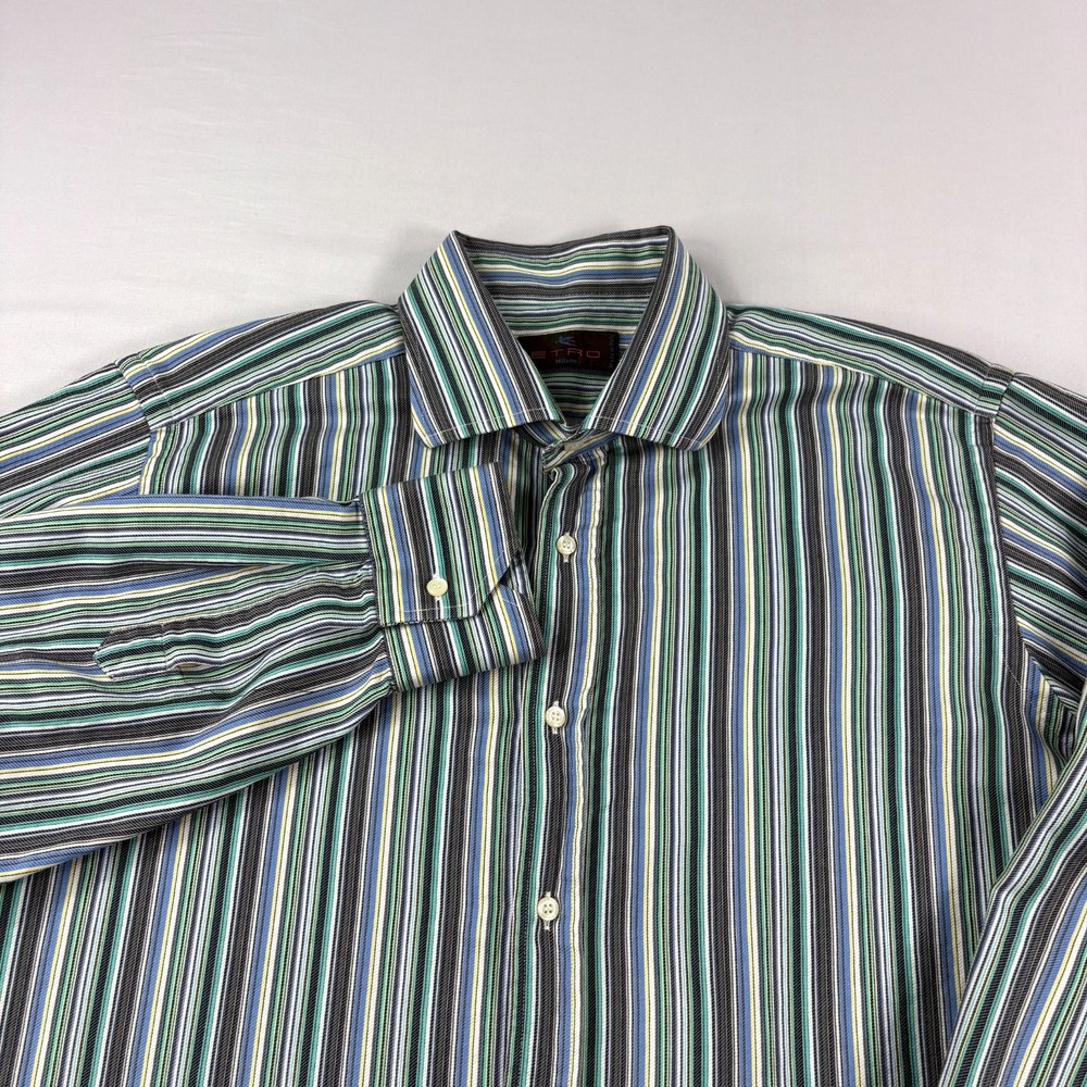 Etro Shirt Mens Size 42 (Large) Striped Button Up Long Sleeve Italy Made